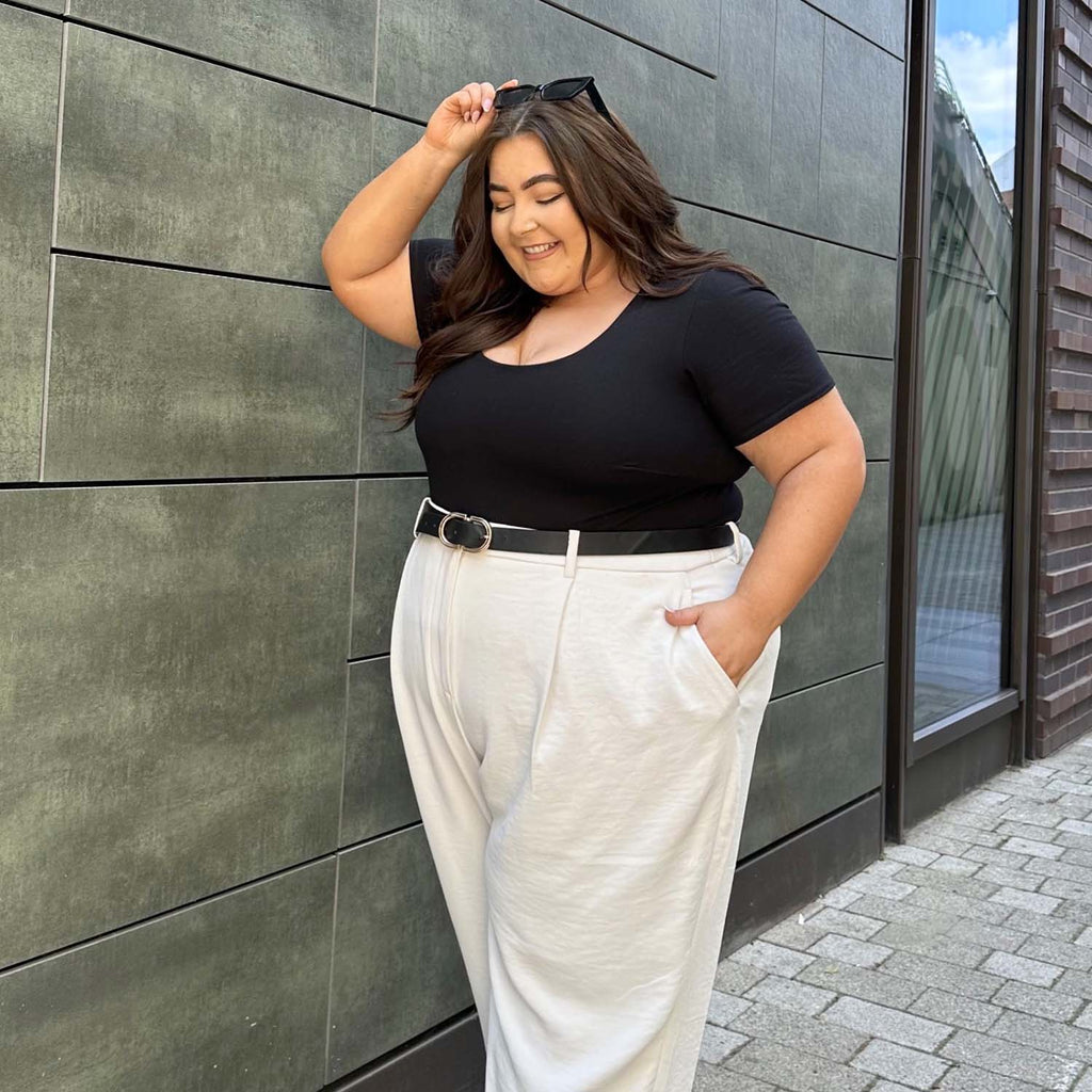 Short Sleeve Cotton Bodysuit - Black